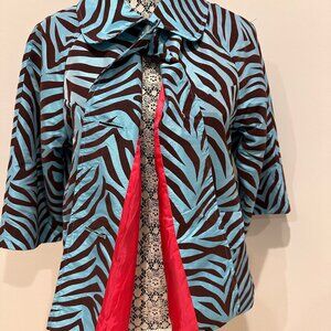 UbU Clothing Co. Blue & Brown Zebra Jacket Size S (PRICE DROP)